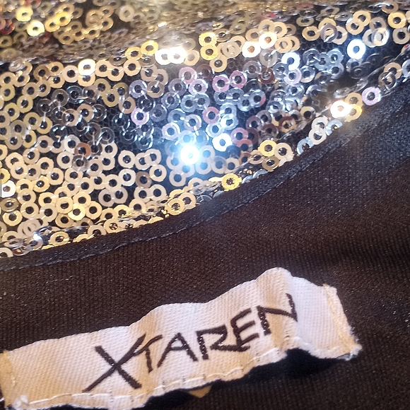 XTaren Silver Sequin Front Slit Maxi Holiday Sparkle Dress Size Small - Picture 9 of 11